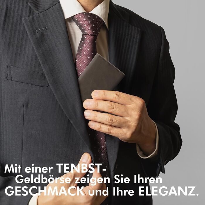 Чоловічий гаманець TENBST з відділенням для монет, Slim Wallet, картхолдер на 8-10 карт, RFID захист, преміум якість, портмоне, коричневий