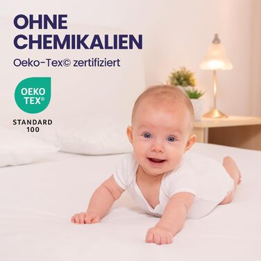 Waterproof Mattress Protector 90x200 Molton 100% Cotton, Mattress Cover with Wet Protection, Breathable, Latest Version of Bed Pad with Wet Protection - Made in EU