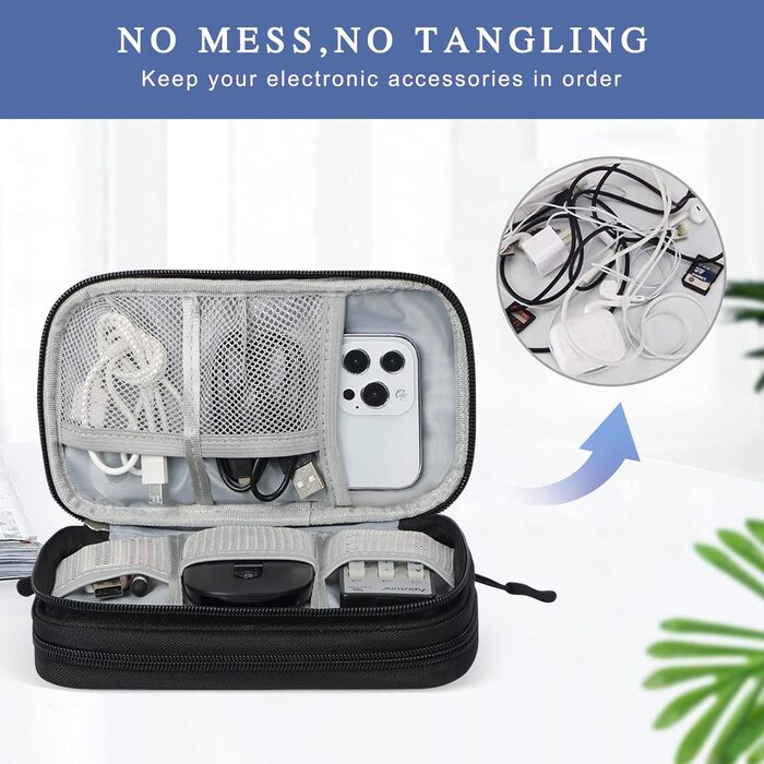 Органайзер для кабелів Simpolor: чорний кейс для зберігання дрожів, USB-накопичувачів, SD-карт та аксесуарів