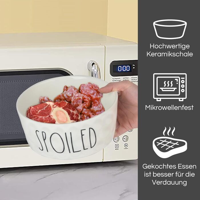 Керамічна миска для собак Autumnlife, 2.2L, піднята годівниця для середніх та великих собак, миска для їжі та води для котів та собак, придатна для миття в посудомийній машині та мікрохвильовій печі, білий колір