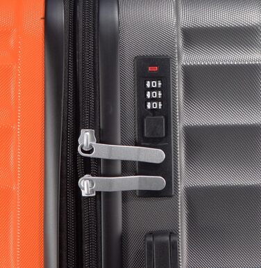 Набір валіз DMS® 7-елементів: 3 валізи (M/L/XL) з ABS-пластику, 360° колеса, кодовий замок + 4 чохли для одягу. Легкі, міцні, розширювані, для подорожей та бізнесу (Помаранчевий)