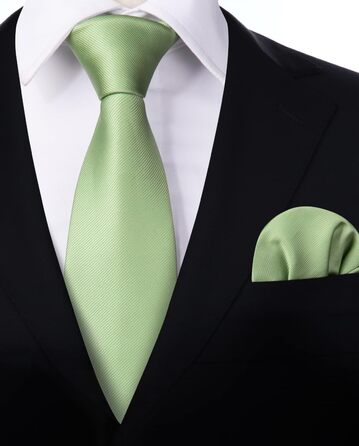 Краватка та нагрудна хустинка Enlision Solide - комплект для весілля, однотонні кольори (Salbeigrün)