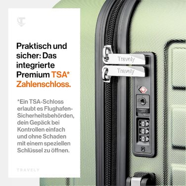 Чемодан Travely з полікарбонату, 67 см, 60 л - міцний валіза з TSA замком, зручні колеса, колір: туманно-зелений