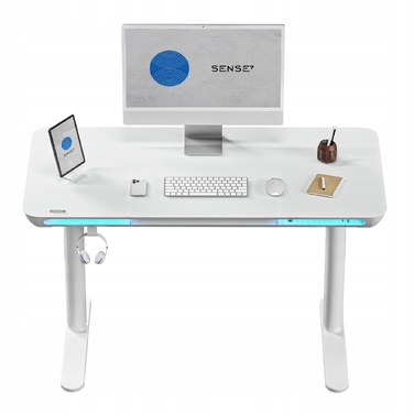 Електричний стіл з регулюванням висоти до 118 см Sense7, скляна стільниця 120x60 см + LED-підсвітка