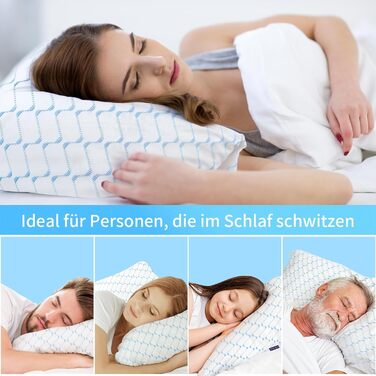 Подушка з піни Memory Foam Blaue Welle 40x80 см: Охолоджуюча ортопедична подушка для сну на боку
