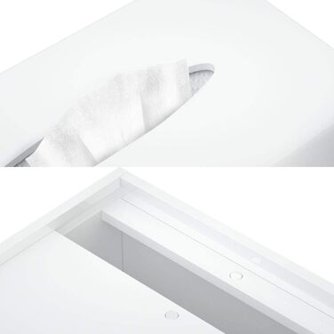 HIIMIEI Cosmetic Tissue Box, 25.0x13.0x9.0 cm Acrylic Tissue Box | Tissue Box with Magnetic Cover for Dining Room Bathroom Bedroom Car Office - White