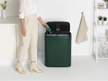 Відро для сміття Brabantia біле 60 літрів з 2 внутрішніми відрами (2х30л), колір Pine Green
