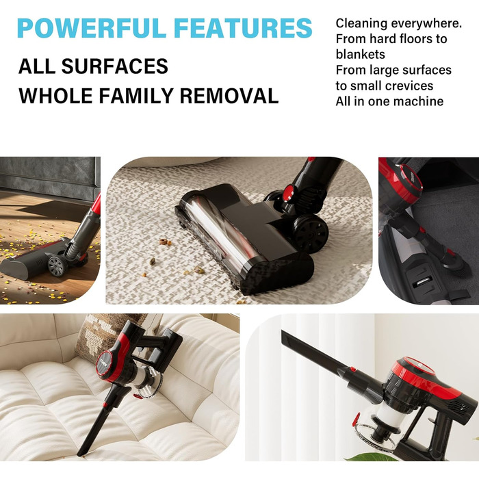 Акумуляторний пилосос Stanew ST-609: 4-в-1, бездротовий, 150W, 22.2V, 40 хв роботи, 800 мл, для килимів, шерсті тварин, авто