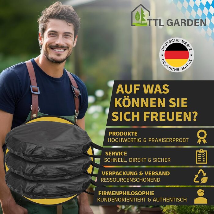Комплект мішків для садового сміття TTL Garden BLACK SUPERIOR 3×170 л, самостійно встановлювані, подвійне дно, 260 г/м², міцний 600D Oxford, складаний, для листя та гілок