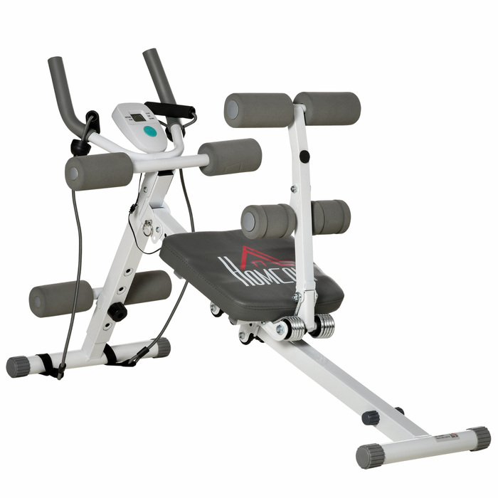 HOMCOM 2-in-1 Sit-Up and Push-Up Trainer with LCD Monitor - Home Fitness Equipment