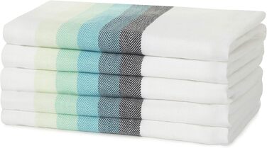 Sticky Toffee 100% Cotton Dishcloths, Multicolor Herringbone Pattern, Pack of 5 Dishcloths | 50 x 70 cm | Turquoise Blue | Absorbent Restaurant, Bar, Glass Kitchen Cloths