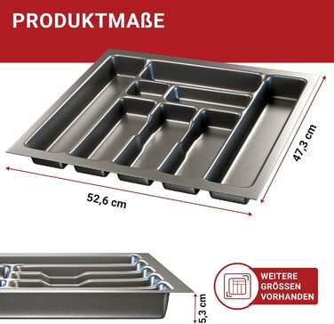 Органайзер для столових приборів LouMaxx 47.3x52.6 см (8 відділень) для шухляд 60 см, сірий - Німецька якість