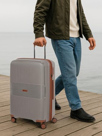 Набір валіз Eco Edition 3-в-1: міцні, розширювані, з TSA-замком | Розміри: M (67 см) | Для жінок та чоловіків (колір капучино)