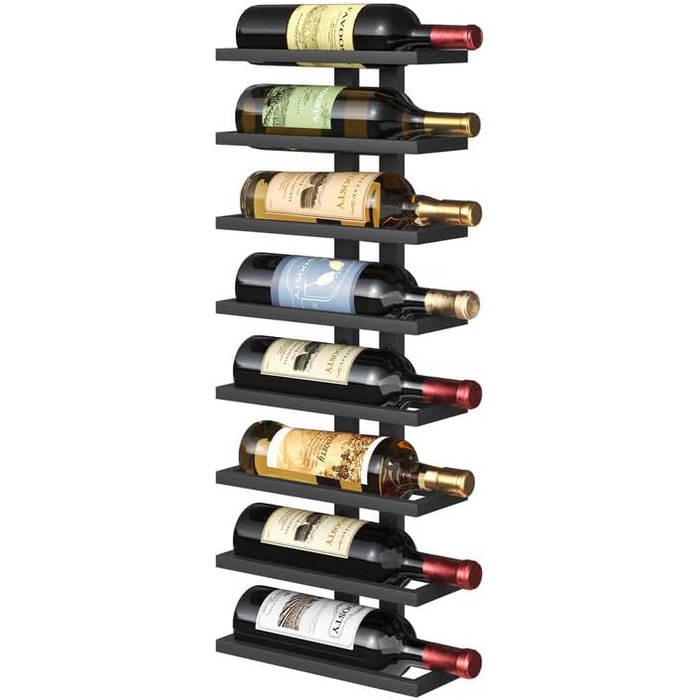 Настінна вітрина для вина FAVOOOSTY з 8 ярусами, металева, чорна (2 шт.)