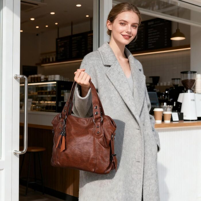 Сумка жіноча VINBAGGE з PU шкіри, шопер, коричнева (G-braun) для офісу та на кожен день