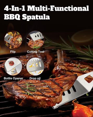 Набір гриль-посуду 11 предметів, 34 см, нержавіюча сталь. Комплектація: щипці, виделка, кейс. Практичний багатофункціональний набір для барбекю, подарунок для чоловіків (срібний)