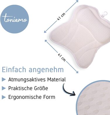Bathtub Pillow | Premium Bathtub Pillow with Headrest & Neck Support | Pillow ideal as Bathtub Neck Pillow & Head Pillow | Ergonomic Tub Pillow with Suction Cups, White