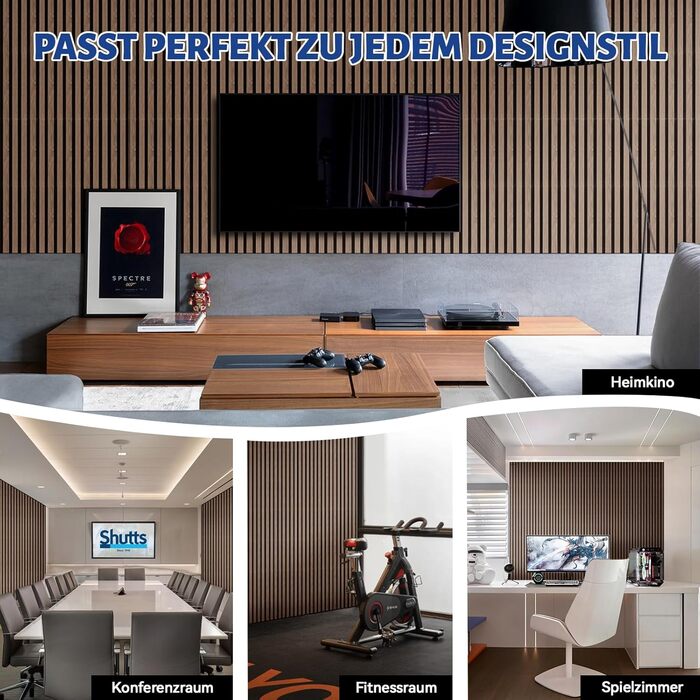 Акустичні панелі AKK-STAR з дерева (набір 2 шт), 1200x600x18 мм, 1.44 м² — 3D стінові панелі для шумоізоляції та декору вітальні та офісу, колір чорний горіх