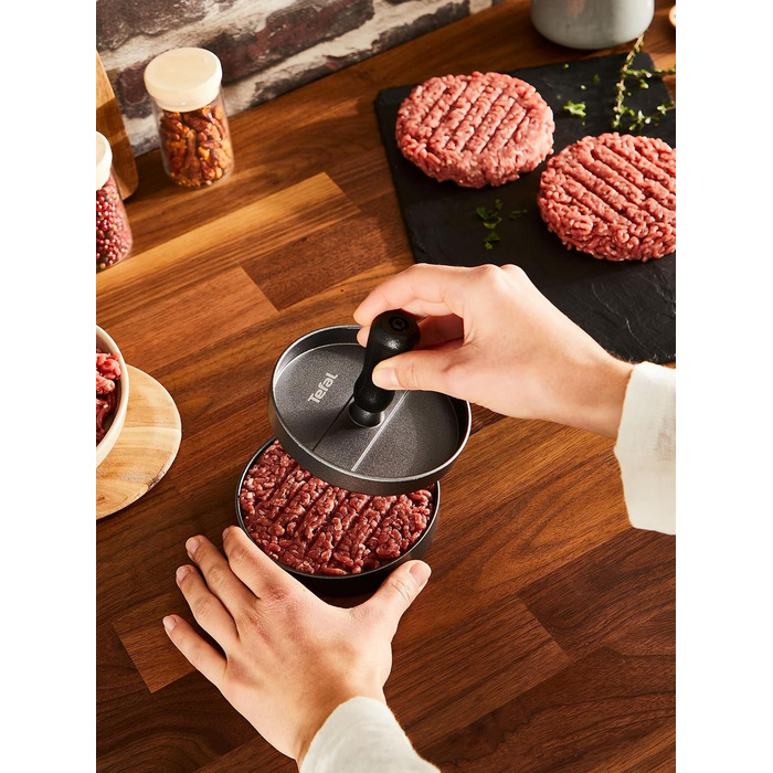 Прес для бургерів Tefal K18511 12 см антипригарний, для м'яса, риби та овочів, сірий/чорний