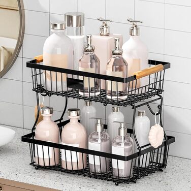 Настільний органайзер для фруктів та овочів 2 яруси (Чорний)