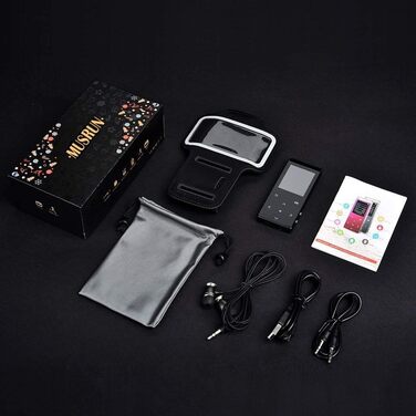 MP3-плеєр 64GB MUSRUN з Bluetooth, HiFi, AUX-запис, FM-радіо, чорний матовий