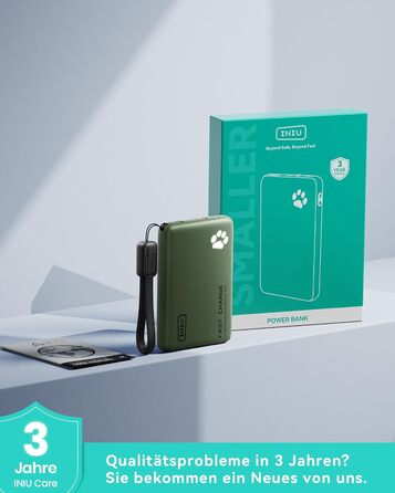 Power Bank INIU 10000mAh 45W USB-C PD3.0 Зелений - Зовнішній акумулятор для iPhone, Samsung, iPad з ліхтариком