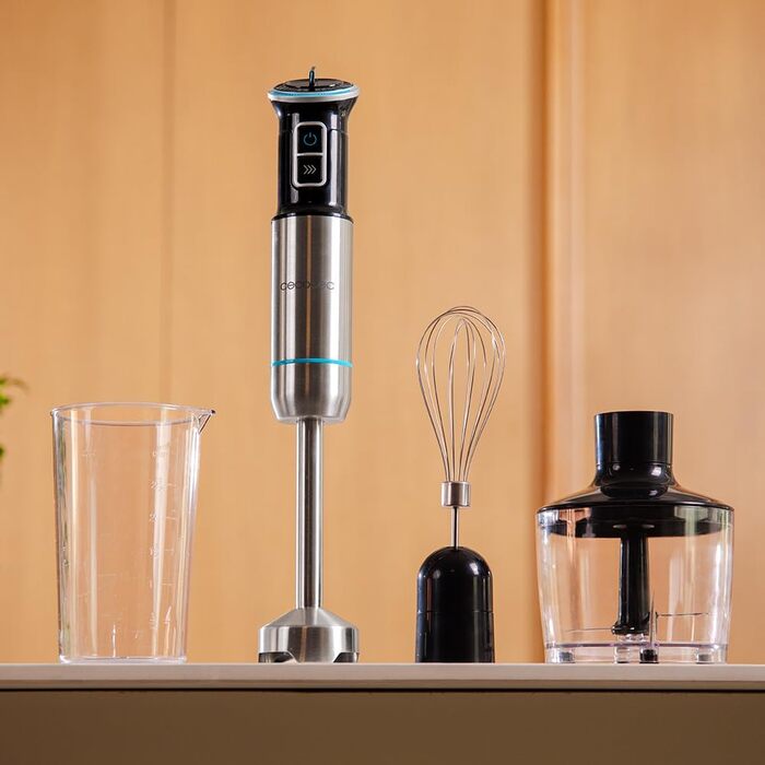 Блендер Cecotec Stabmixer Power TitanBlack 1500 XL PerfectCream з технологією CrossBlades та чорним титановим покриттям, 1100W, 6 насадок
