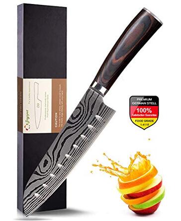 Ніж Santoku Joyspot (Японія) 18 см, професійний ніж з німецької вуглецевої сталі, для кухні