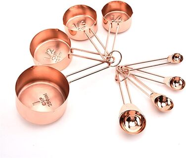 8-Piece Stainless Steel Measuring Spoon Set, Rose Gold, Measuring Cup, Kitchen Accessories, Baking, Tea, Coffee Spoons, Measuring Tools (Color: Gold) (Rose Gold)