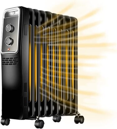 Електричний масляний радіатор BlueCraft 2000W з термостатом, 3 режими нагріву (800/1200/2000W)