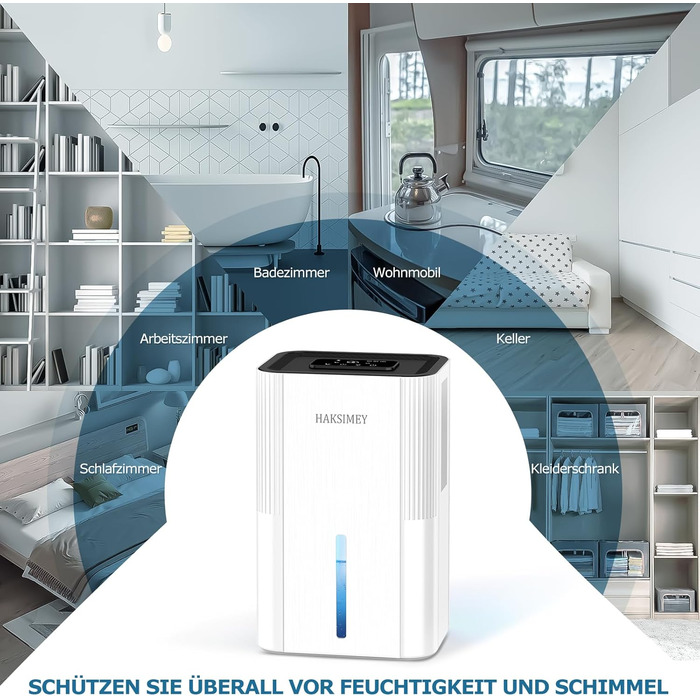 Електричний осушувач повітря 2800 мл | Тихий осушувач для дому з авто-розморожуванням та таймером | Осушувач для підвалу, ванної кімнати | 7-кольорове LED підсвічування з нічним режимом, 500 мл/на добу