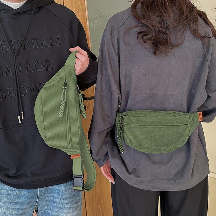 Жіноча поясна сумка з корду, через плече, регульований ремінь, модна, для відпочинку, спорту, зеленого кольору. Чоловіча поясна сумка кросбоді