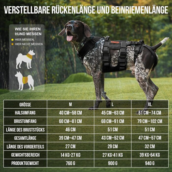 Шлейка для собак OneTigris SKYEWALKER з підтримкою, регульована підіймальна шлейка з 2 ручками для підтримки та реабілітації. Підходить для середніх та великих собак, чорна. Розмір L: 27-41 кг (обхват шиї: 45-63 см, обхват грудей: 68-91 см)