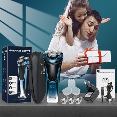 Електричний чоловічий бритва з 3 насадками, зарядним пристроєм та чохлом для подорожей, Snapbuy. Вологостійкий бритва IPX7 для сухого та вологого гоління, з прецизійним тримером та функцією стрижки бороди. Час роботи: 99 хвилин.