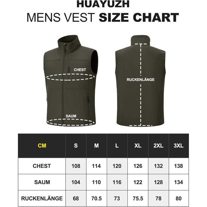 Чоловіча куртка Weste Outdoor з софтшелю, водонепроникна та вітронепроникна, bodywarmer, флісова підкладка, для піших прогулянок, колір: хакі (S)