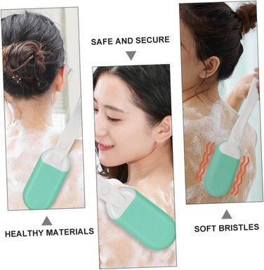 Back brush, body brush, peeling brush, body brush, massage brush, electric massage brush for the back, long-handled back scrubber, bath brush, silica gel, Green