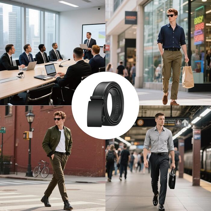 Чоловічий шкіряний ремінь з автоматичною застібкою-ратом, 35 мм, для костюма, джинсів, штанів, повсякденного та ділового стилю