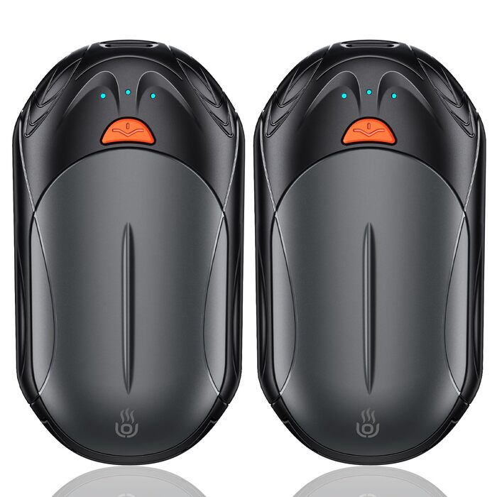 Електричні грілки для рук OUTJUT, 6000mAh, 3 режими нагріву, USB, 2 шт. (чорний та сірий)