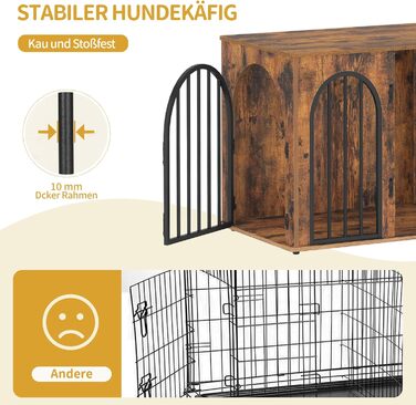 Клітка для собак Hzuaneri, 68x49x56 см, 3 двері, вінтажний колір, для дому, міцна, DFC85501B