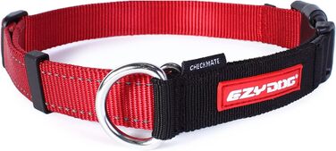 Нашийник для собак EzyDog Checkmate – нашийник-запобіжник буксирування, для дресирування, універсальний (S, червоний, 26-34 см)