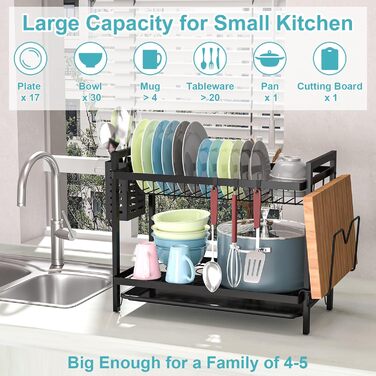 Dish Drying Rack, Dish Basket, Dish Drying Rack for Dishes, Dish Drying Stand, Dish Drying Rack for Countertop Sink Organizer (White) (Two-Tier)