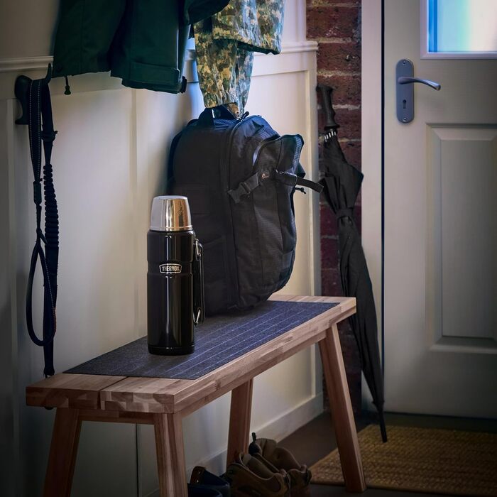 Термос із нержавіючої сталі King Thermosflasche блакитного кольору, 1,20 л - нержавіюча сталь, абсолютно герметичний, з кришкою-чашкою та ручкою, зберігає тепло 12 годин та холод 24 години, придатний для миття в посудомийній машині, без BPA, блакитний, 12