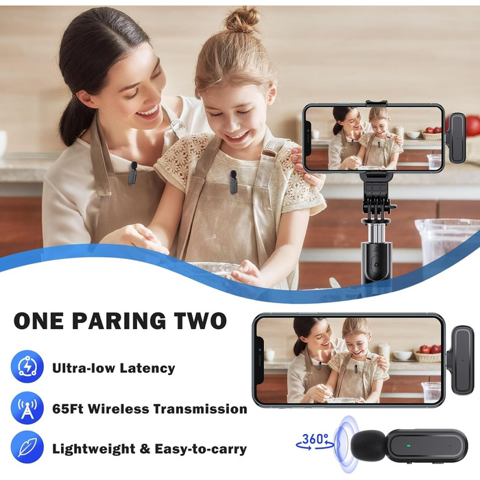 Мікрофон-лапка бездротовий для iPhone/Android з кейсом для зарядки та акумулятором 42год, з шумозаглушенням, для подкастів, TikTok, YouTube, стрімінгу, міні-мікрофон