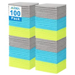 Серветки з мікрофібри AIDEA для прибирання, універсальні ганчірки для кухні, вікон та авто, без ворсу та розводів, 30x30 см, 100 шт, асорті кольорів