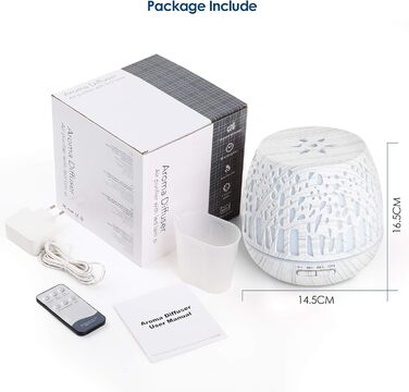 Дифузор Simpeak Aroma 400мл, ультразвуковий дифузор для ефірних олій, ароматерапія, зволожувач повітря з пультом, дерев'яний, колір: світло-коричневий