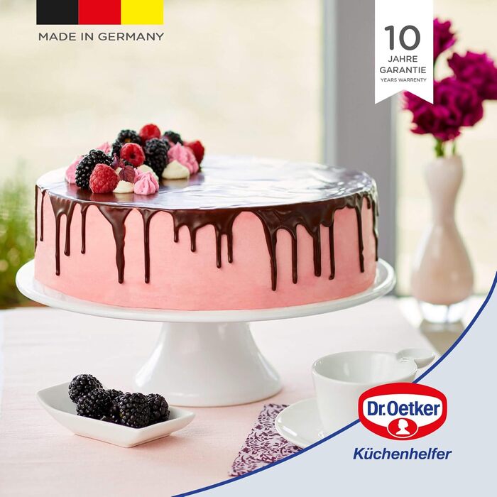 Dr. Oetker Springform Ø 26 cm EXCLUSIVE, cake pan with scratch-resistant flat base with enamel sealing, round cake pan with ring made of steel sheet (Color: Gray-Brown/Crème)