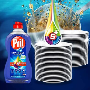 Засіб для миття посуду Pril 5 Plus Kraftgel Ultra Plus з активною формулою проти жиру, 450 мл (набір 8 шт)