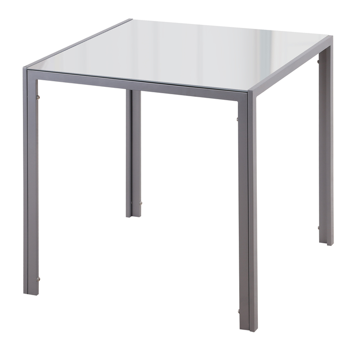 HOMCOM Square Glass Dining Table - Compact Kitchen Table with Glass Top in Grey