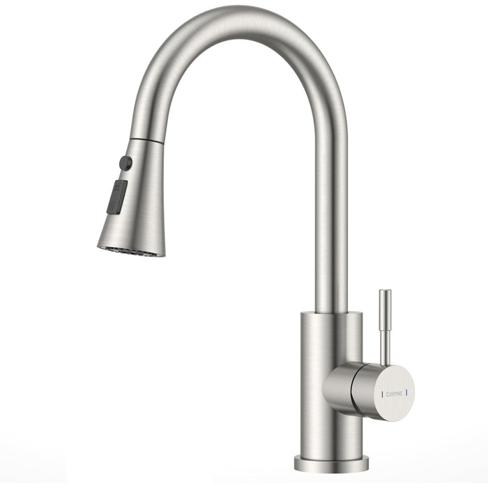 Кухонний змішувач Dayone з висувною лійкою, нержавіюча сталь SUS304, високий тиск, кухонний кран з 2 функціями, поворотна на 360°, для кухні