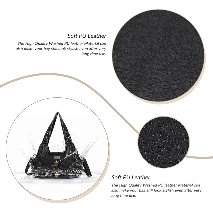 Сумка жіноча Angel Kiss Hobo через плече з PU шкіри, чорна (801) - багато відділень